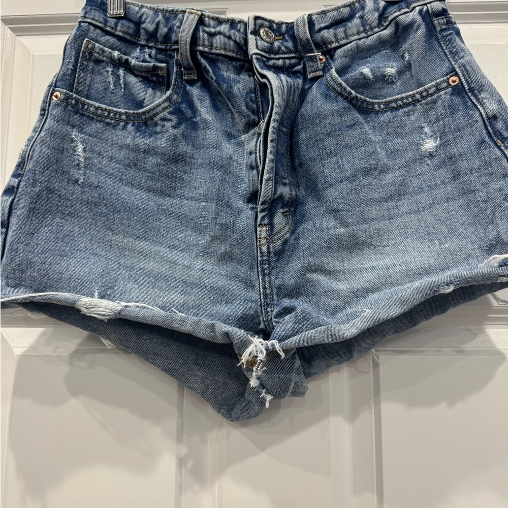 Wild Fable Blue Distressed High Waisted Jean Shorts